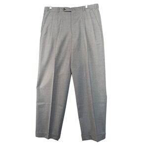 Incotex Mens Grey 100% Lana Wool Double Pleated Cuffed Pants Italy 52 US 36/38